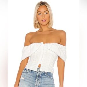 LPA White Heart Patterned Button-Up Blouse